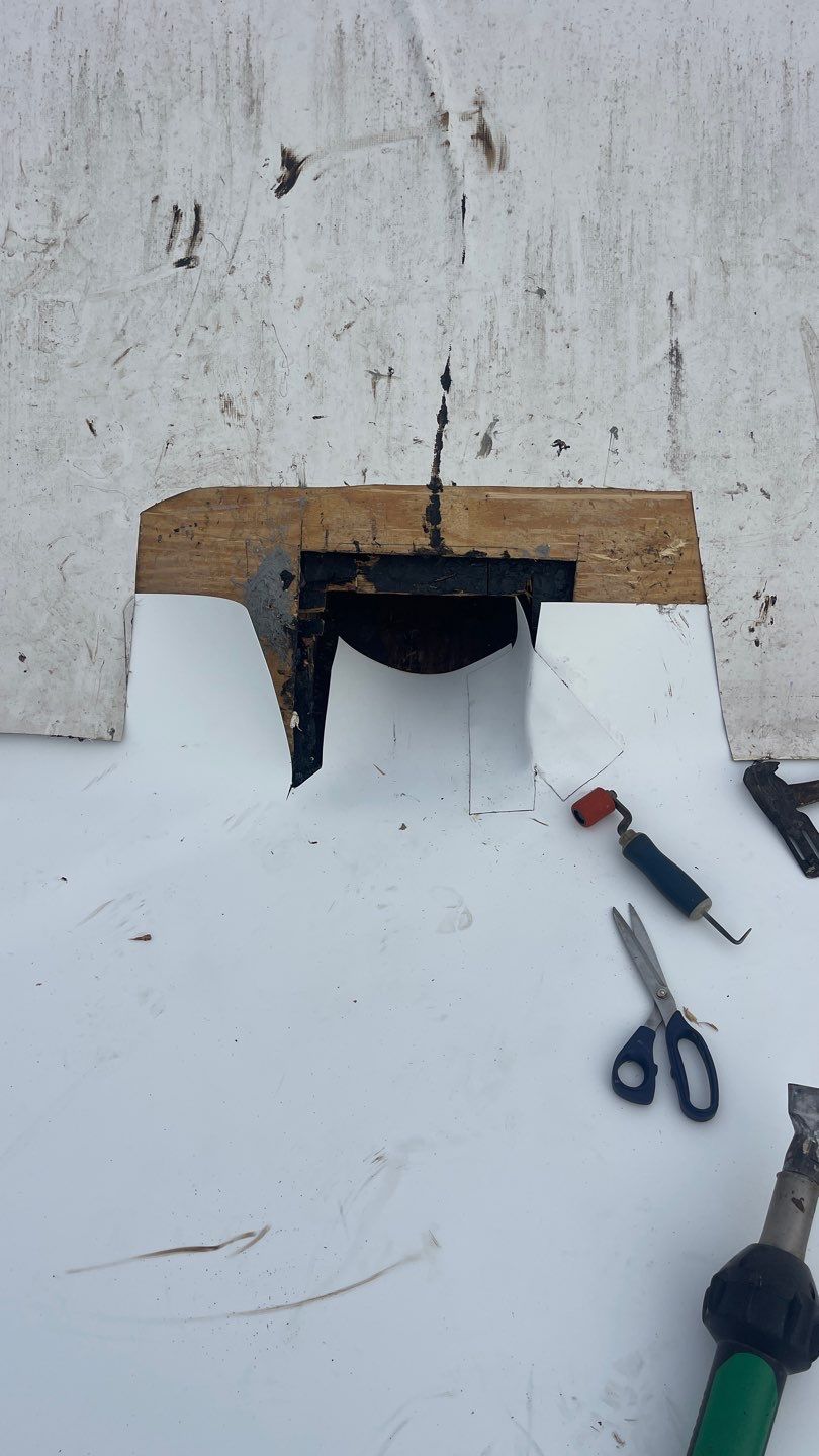 Rooftop HVAC unit installation in progress