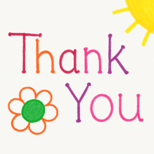 Thank you message with colorful design